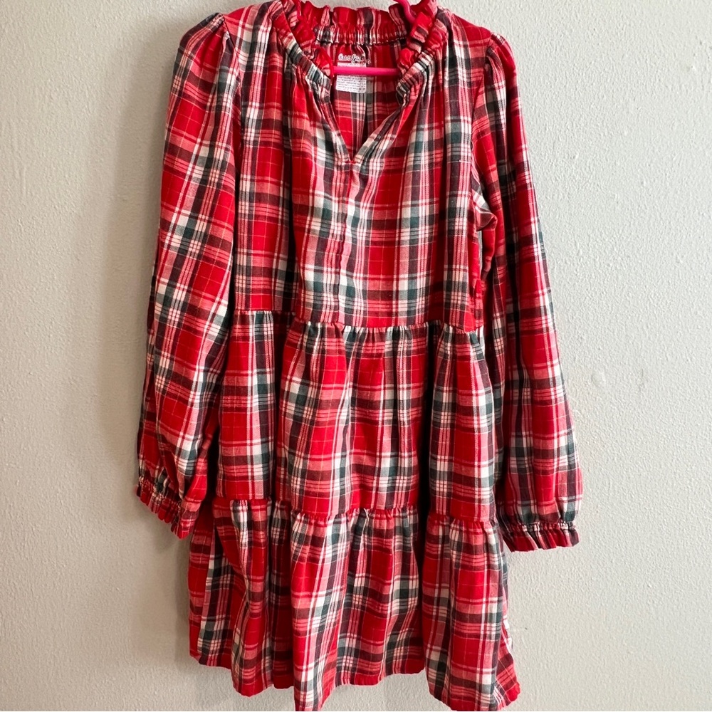 Cat & Jack Girl’s Holiday Red Plaid Long Sleeve Dress